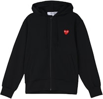 Comme Des Garçons CDG Play Black Hoodie with Front Red Heart Logo Zipper. AZ-T172-051-1 Comme Des Garçons CDG Play Black Hoodie with Front Red Heart Logo Zipper. AZ-T172-051-1