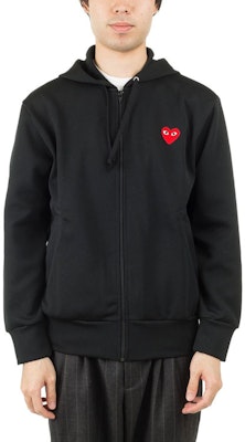 Comme Des Garçons CDG Play Hoodie Hitam dengan Logo Hati Merah dan Zipper Depan. AZ-T172-051-1 Shop Comme Des Garçons CDG Play Hoodie Hitam dengan Logo Hati Merah dan Zipper Depan. AZ-T172-051-1