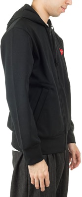 Comme Des Garçons CDG Play Hoodie Hitam dengan Logo Hati Merah dan Zipper Depan. AZ-T172-051-1 Details for Comme Des Garçons CDG Play Hoodie Hitam dengan Logo Hati Merah dan Zipper Depan. AZ-T172-051-1