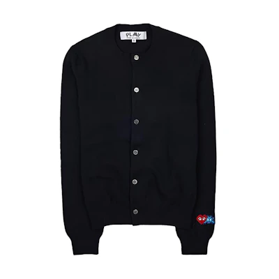 Comme Des Garçons CDG Play Black Solid Round Neck Button-Up Knit Cardigan. P1-N087-1