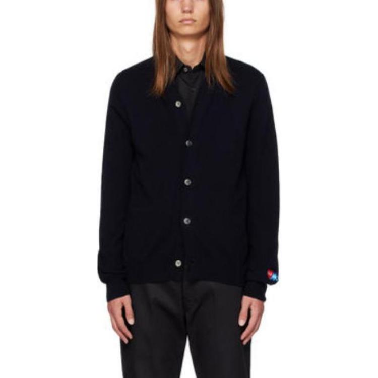 Comme Des Garçons CDG Play  Black Solid Round Neck Button-Up Knit Cardigan. P1-N087-1 圖 4
