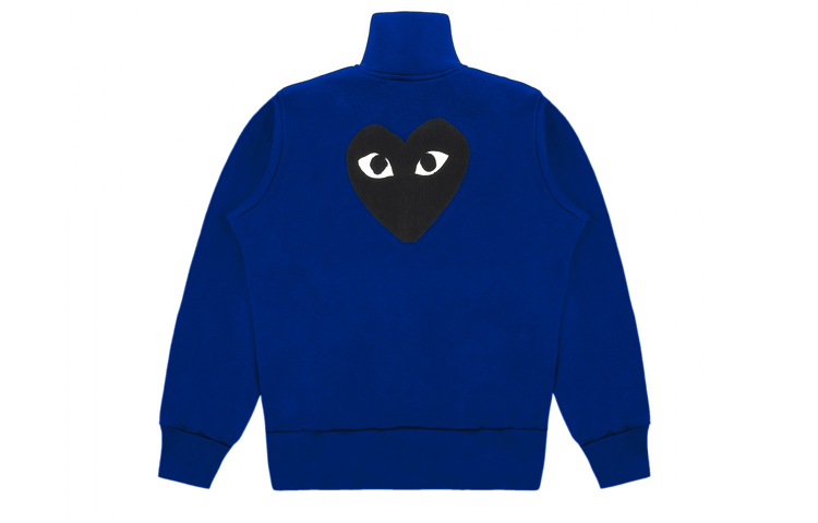 Lookbook Comme Des Garçons CDG Play 藍色拉鍊連帽外套 黑心標誌款。 AZ-T256-051-2