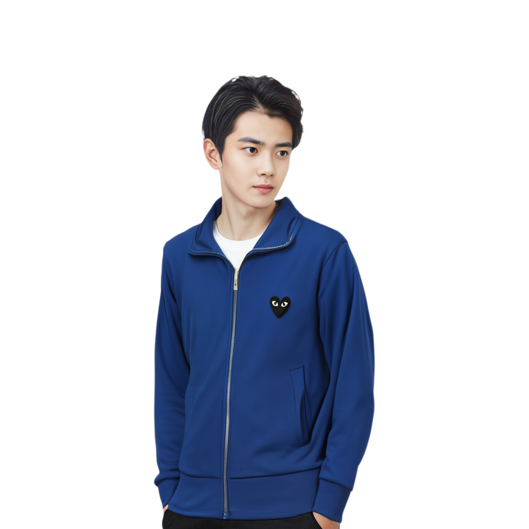 Details for Comme Des Garçons CDG Play 藍色拉鍊連帽外套 黑心標誌款。 AZ-T256-051-2