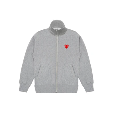 Comme Des Garçons CDG Play Grey Hoodie with Red Heart and Five Hearts on Back. AZ-T252-051-1