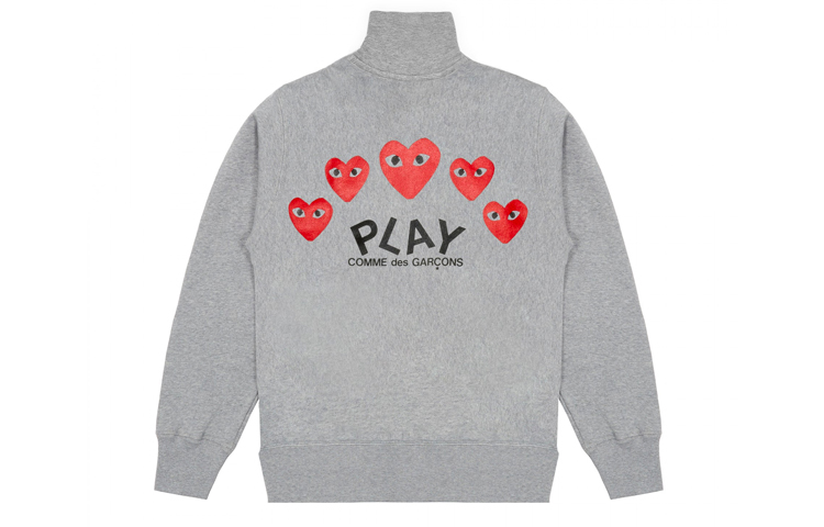 Comme Des Garçons CDG Play  Grey Hoodie with Red Heart and Five Hearts on Back. AZ-T252-051-1 圖 3