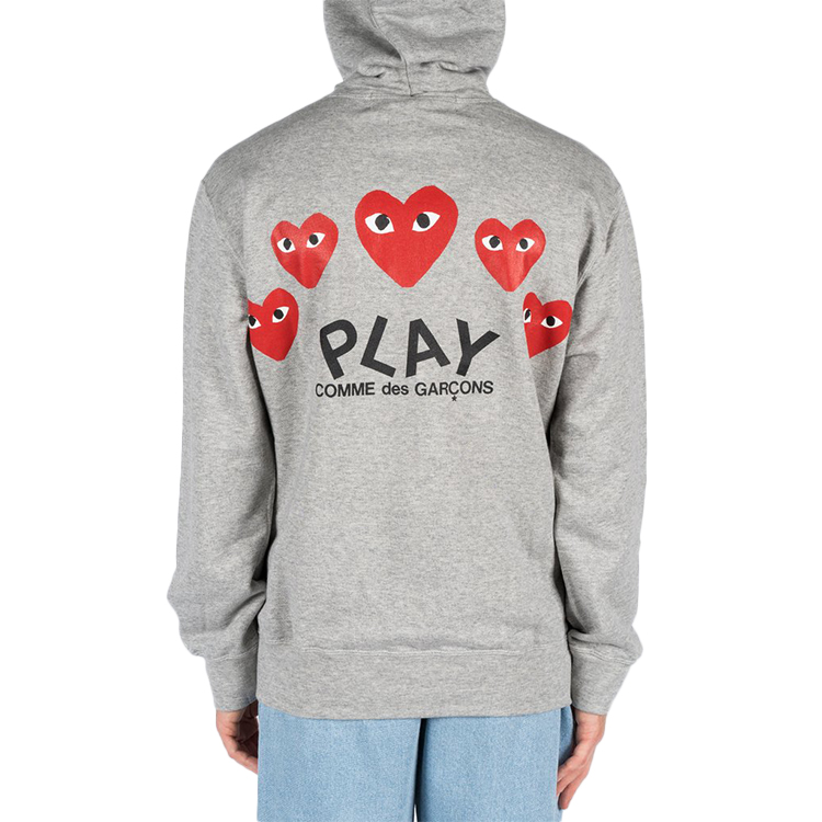 Comme Des Garçons CDG Play  Hoodie Grey with Red Heart and Five Hearts Back Design. AZ-T250-051-1 圖 6