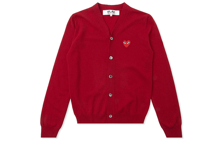 Order Comme Des Garçons CDG Play Cardigan Wool V-Neck Merah Logo Hati. AZ-N008-051-5