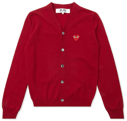 Comme Des Garçons CDG Play Cardigan Wool V-Neck Merah Logo Hati. AZ-N008-051-5 Order Comme Des Garçons CDG Play Cardigan Wool V-Neck Merah Logo Hati. AZ-N008-051-5