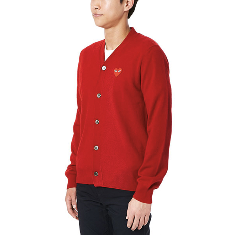 Purchase Comme Des Garçons CDG Play Cardigan Wool V-Neck Merah Logo Hati. AZ-N008-051-5