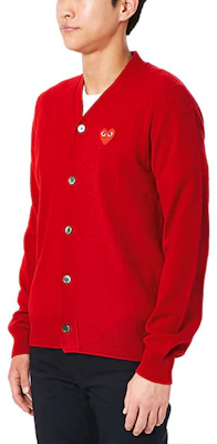 Comme Des Garçons CDG Play Cardigan Wool V-Neck Merah Logo Hati. AZ-N008-051-5 Purchase Comme Des Garçons CDG Play Cardigan Wool V-Neck Merah Logo Hati. AZ-N008-051-5