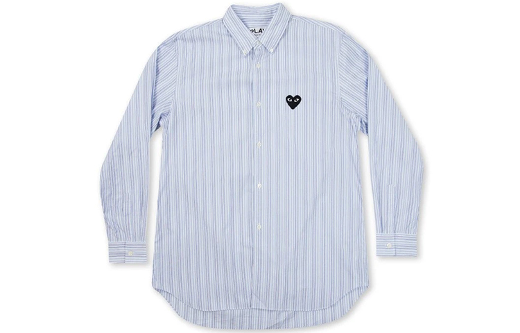 Comme Des Garçons CDG Play  Striped Shirt with Black Heart Embroidery Light Blue. AZ-B010-051-1 圖 2