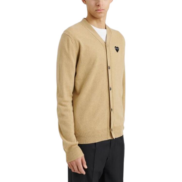 Comme Des Garçons CDG Play  V-Neck Cardigan with Logo, Long Sleeve Knit Camel Color. AX-N024-051-3 圖 5