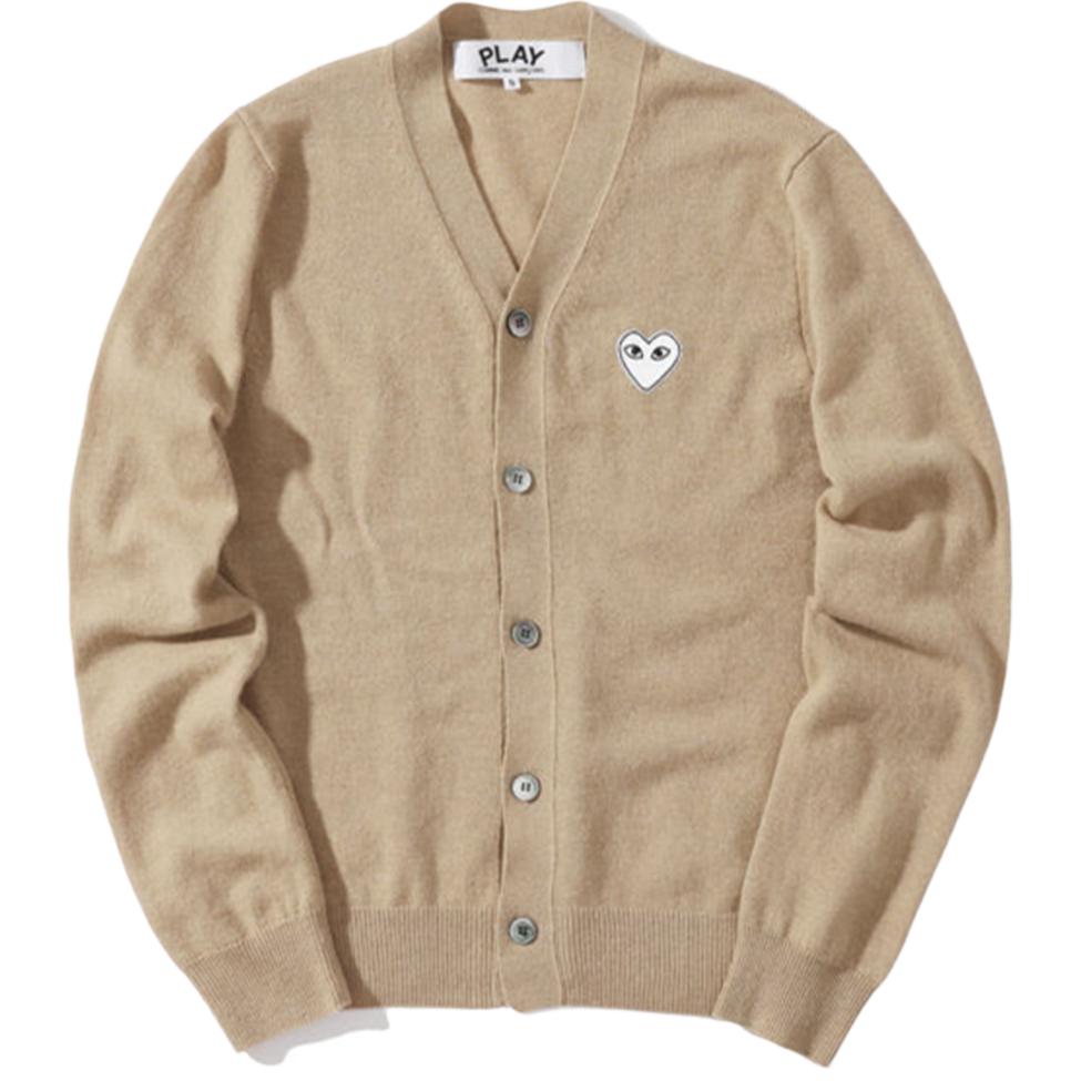 Comme Des Garçons CDG Play  V-Neck Geometric Print Button-Up Wool Cardigan Sweater AZ-N066-051-2