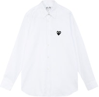 Comme Des Garçons CDG Play White Shirt with Black Heart Embroidery AZ-B004-051-2 Comme Des Garçons CDG Play White Shirt with Black Heart Embroidery AZ-B004-051-2