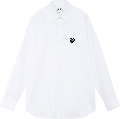 Comme Des Garçons CDG Play White Shirt with Black Heart Embroidery AZ-B004-051-2 Order Comme Des Garçons CDG Play White Shirt with Black Heart Embroidery AZ-B004-051-2