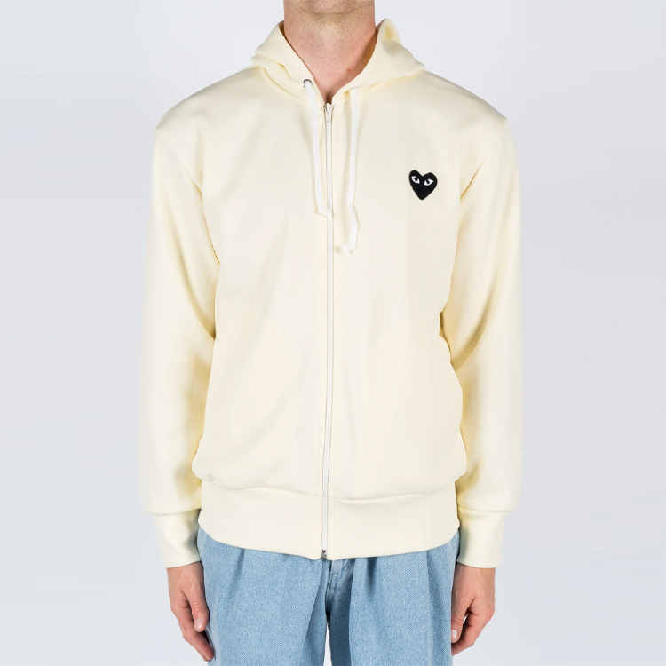 Shop Comme Des Garçons CDG Play Hoodie Logo Hati Hitam Zip-Up Jaket. AZ-T254-051-3