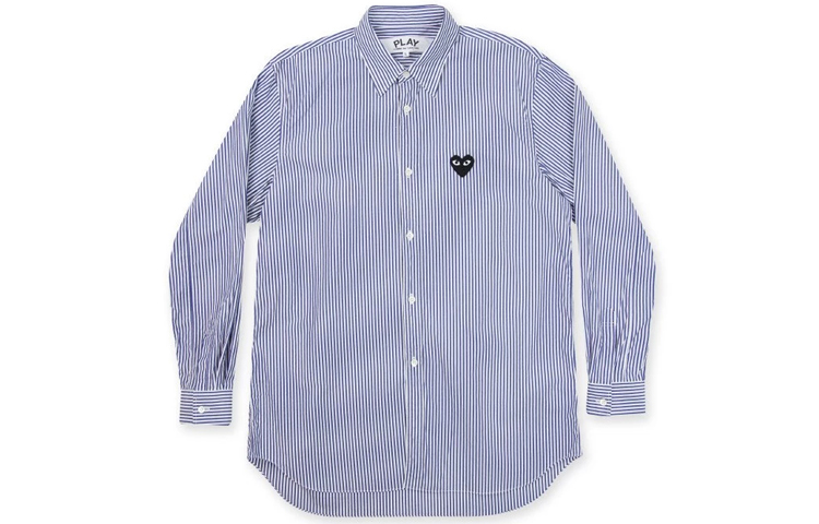 Comme Des Garçons CDG Play Black Heart Striped Inner Shirt  Blue White. AZ-B008-051-1