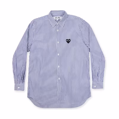 Comme Des Garçons CDG Play Black Heart Striped Inner Shirt Blue White. AZ-B008-051-1