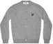 Order 川久保玲CDG PLAY黑心V领针织开衫男女同款浅灰色毛衣 AX-N024-051-TOP LIGHT GRAY