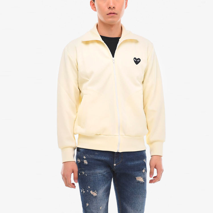 Shop Comme Des Garçons CDG Play 黑心拉链连帽夹克 男士白色款 AZ-T256-051-3