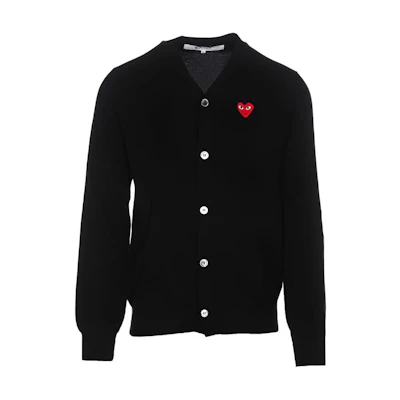 Comme Des Garçons CDG Play Black V-Neck Button Knit Cardigan Menswear. AX-N008-051-1