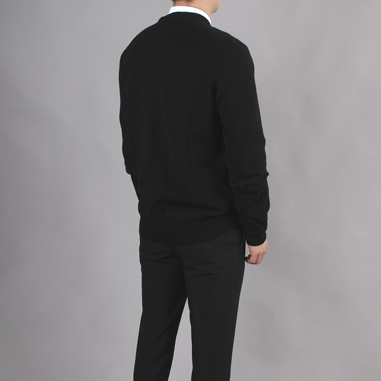 Comme Des Garçons CDG Play Black V-Neck Wool Knit Sweater with Red Heart Embroidery (Men). AZ-N042-051-1 圖 7