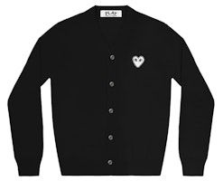Comme Des Garçons CDG Play Black Wool Sweater White Heart Logo Men AZ-N062-051-1 Comme Des Garçons CDG Play Black Wool Sweater White Heart Logo Men AZ-N062-051-1
