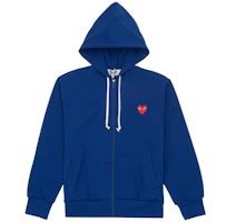 Comme Des Garçons CDG Play Blue Hoodie Jacket with Red Heart Zip-Up Design. AZ-T172-051-2 Comme Des Garçons CDG Play Blue Hoodie Jacket with Red Heart Zip-Up Design. AZ-T172-051-2