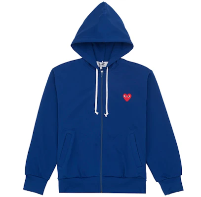 Comme Des Garçons CDG Play Blue Hoodie Jacket with Red Heart Zip-Up Design. AZ-T172-051-2 Buy Comme Des Garçons CDG Play Blue Hoodie Jacket with Red Heart Zip-Up Design. AZ-T172-051-2