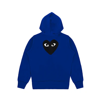 Comme Des Garçons CDG Play Blue Hoodie Jacket with Black Heart Logo for Men. AZ-T254-051-2