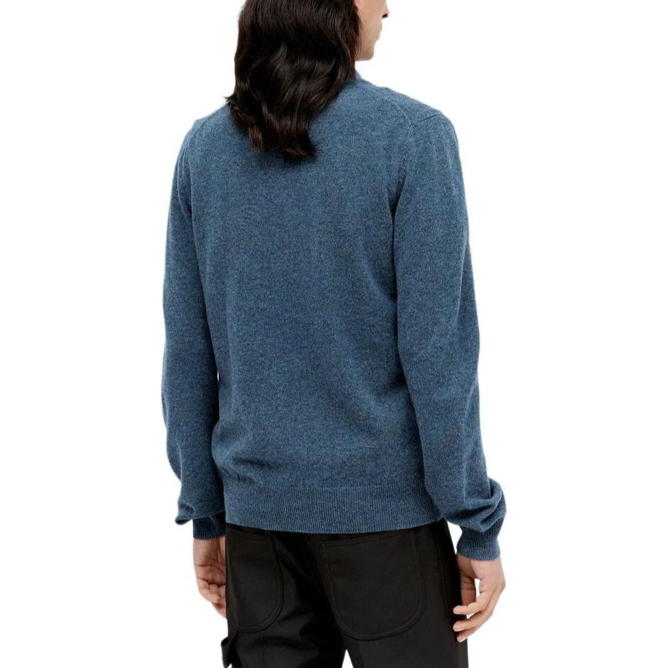 Comme Des Garçons CDG Play Blue V-Neck Button-Up Knit Cardigan with Logo Patch Unisex AX-N092-051-2 圖 3