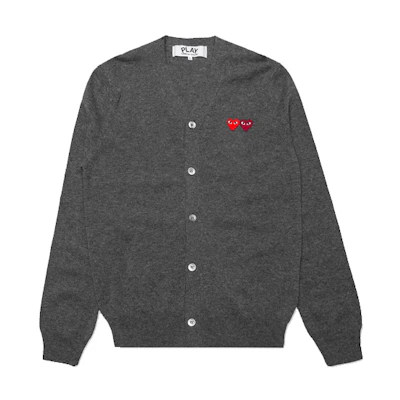 Comme Des Garçons CDG Play Double Heart Logo Long Sleeve Sweater Grey . AZ-N058-051-3