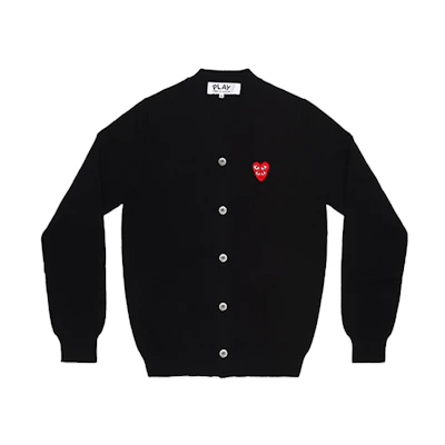 Comme Des Garçons CDG Play Double Red Heart Cardigan Sweater Black (). AZ-N076-051-1