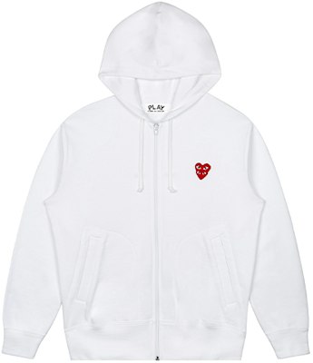 Comme Des Garçons CDG Play 雙紅心拉鍊連帽外套 白色 (). AZ-T294-051-2 Buy Comme Des Garçons CDG Play 雙紅心拉鍊連帽外套 白色 (). AZ-T294-051-2