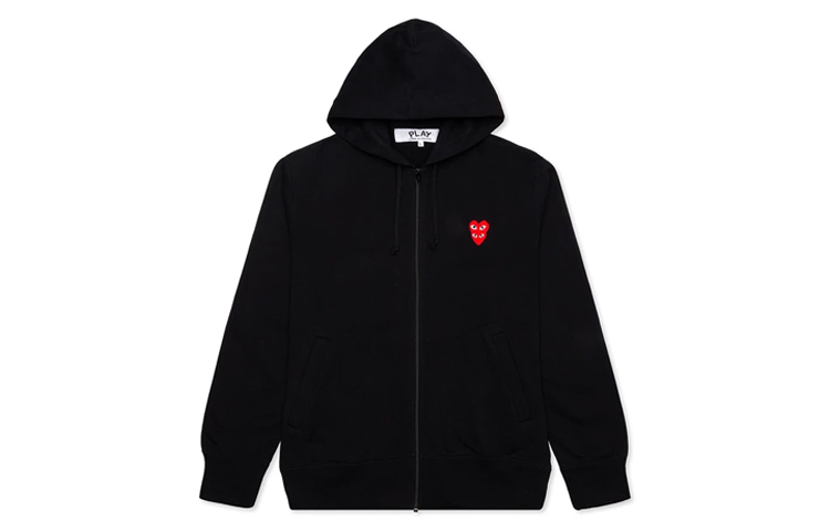 Comme Des Garçons CDG Play Double Red Heart Zip Hoodie Black . AZ-T294-051-1 圖 2