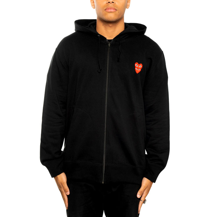 Comme Des Garçons CDG Play Double Red Heart Zip Hoodie Black . AZ-T294-051-1 圖 4