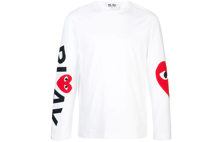 Order Comme Des Garçons CDG Play FW21  White Long Sleeve Tee with Heart Eye Logo. P1T258-1