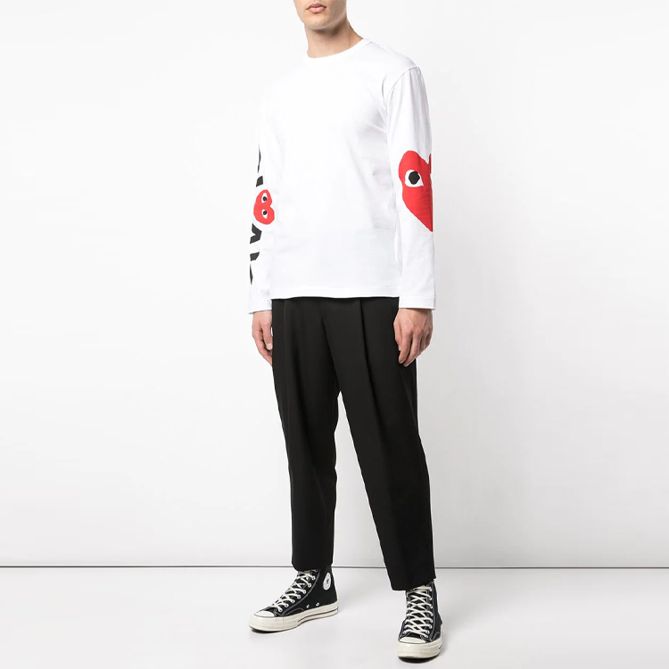 Lookbook Comme Des Garçons CDG Play FW21  White Long Sleeve Tee with Heart Eye Logo. P1T258-1