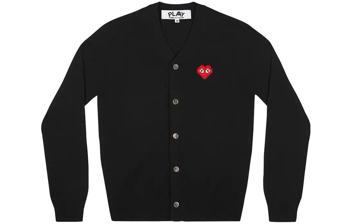 Comme Des Garçons CDG Play FW22  Black Heart Button V-Neck Cardigan Valentine's Edition AZ-N084-051-1