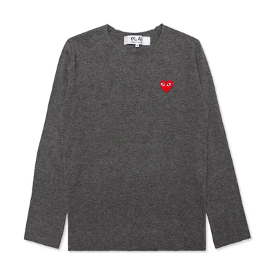 Comme Des Garçons CDG Play FW22 Grey Heart Logo Crewneck Sweater AZ-N068-051-3