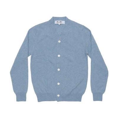 Comme Des Garçons CDG Play FW23 Blue Solid Button-Up Knit Cardigan. AZ-N092-051-2