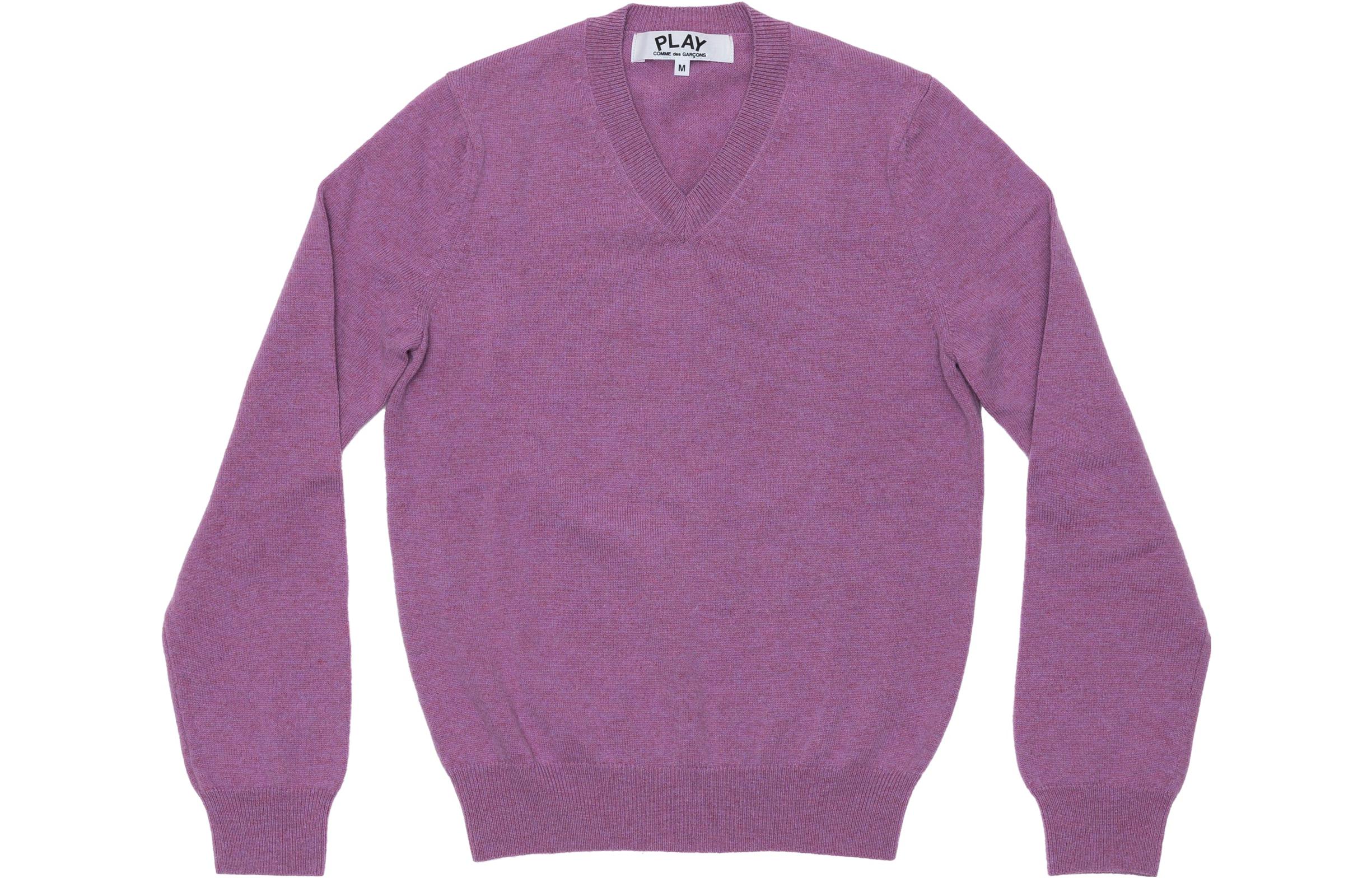 Comme Des Garçons CDG Play FW23  Purple Solid V-Neck Long Sleeve Sweater AZ-N090-051-4 圖 2