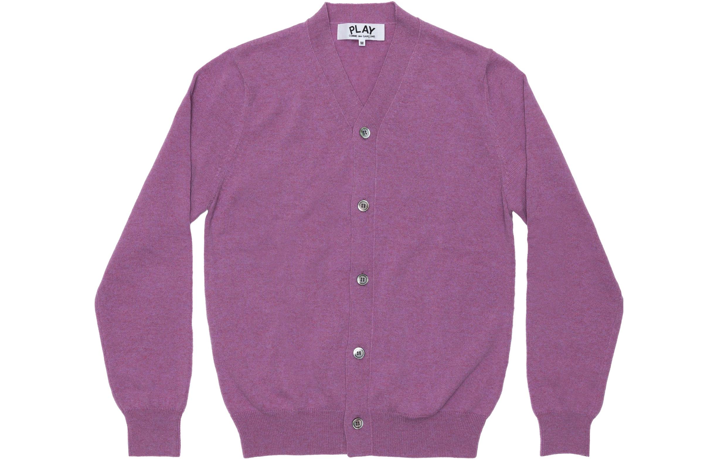 Comme Des Garçons CDG Play FW23  Purple V-Neck Button-Up Knit Cardigan. AZ-N092-051-4