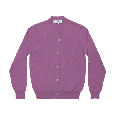 Comme Des Garçons CDG Play FW23 Purple V-Neck Button-Up Knit Cardigan. AZ-N092-051-4