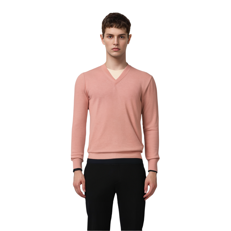 Comme Des Garçons CDG Play FW23 Solid Color V-Neck Long Sleeve Sweater Pink (). AZ-N090-051-5 圖 4