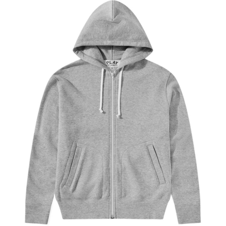 Order Comme Des Garçons CDG Play FW24 Grey Hoodie with Heart Badge and Kangaroo Pocket Unisex. AX-T342-051-2