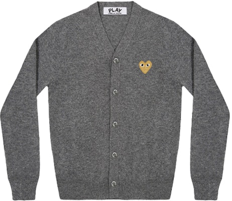 Comme Des Garçons CDG Play 金色愛心標誌羊毛開衫毛衣 灰色. AZ-N050-051-3 Order Comme Des Garçons CDG Play 金色愛心標誌羊毛開衫毛衣 灰色. AZ-N050-051-3