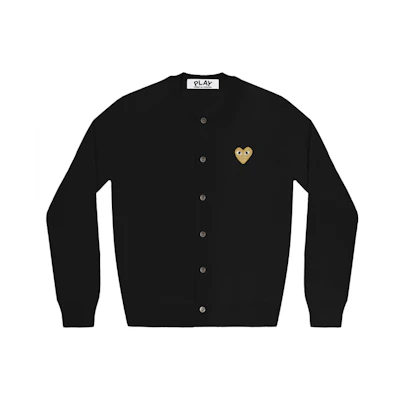Comme Des Garçons CDG Play Gold Heart Wool Cardigan Sweater Unisex Black. AZ-N049-051-1