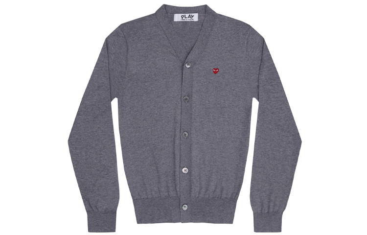 Comme Des Garçons CDG Play Grey Cardigan with Red Heart Embroidery for Men. AZ-N054-051-4 圖 2