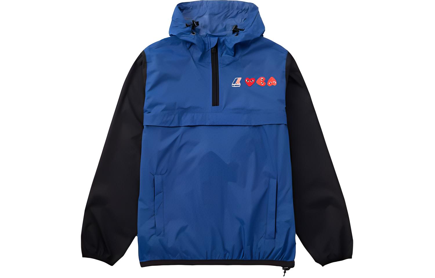 Comme Des Garçons CDG Play Half-Zip Heart Logo Hoodie Unisex Black Navy Pullover Jacket. AZ-J506-051-2
